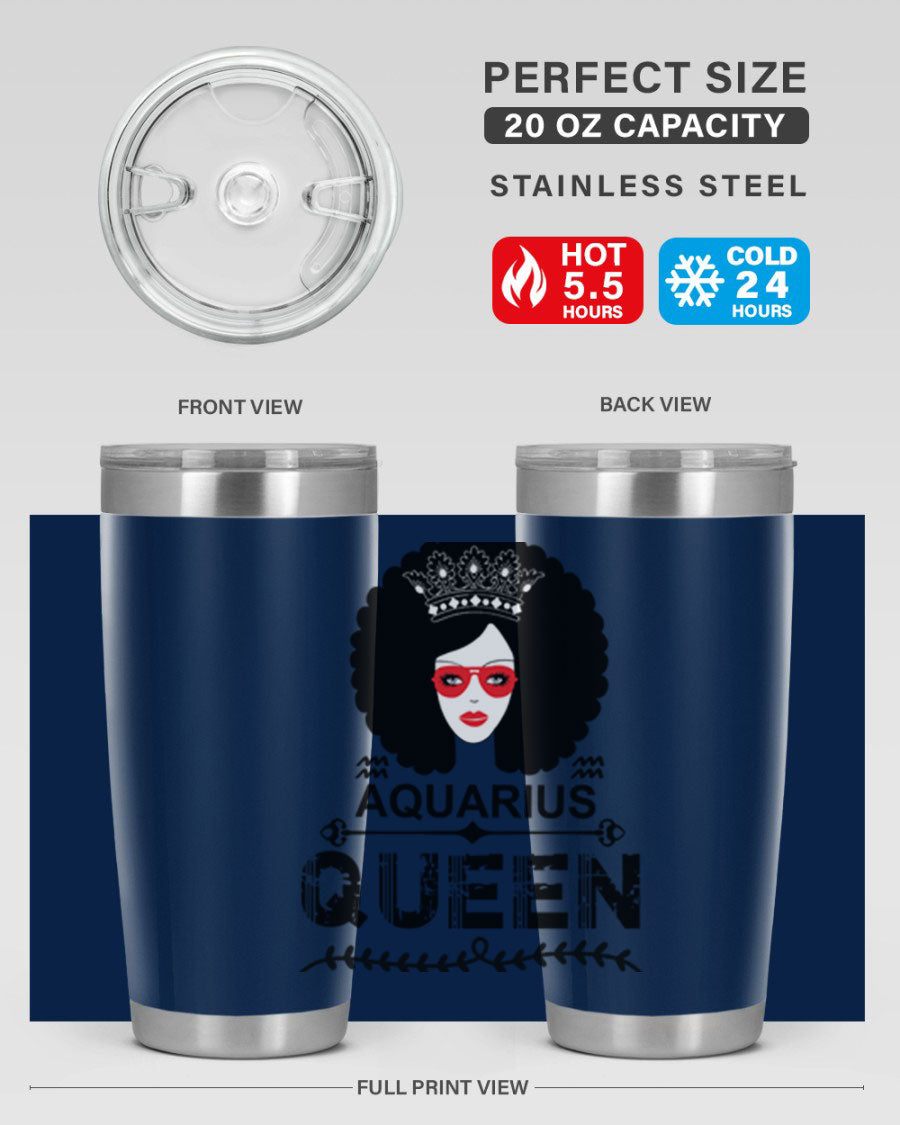 Aquarius Queen 75# Tumbler featuring a stylish design, double wall vacuum stainless steel construction, and a vibrant print, perfect for hot and cold beverages.