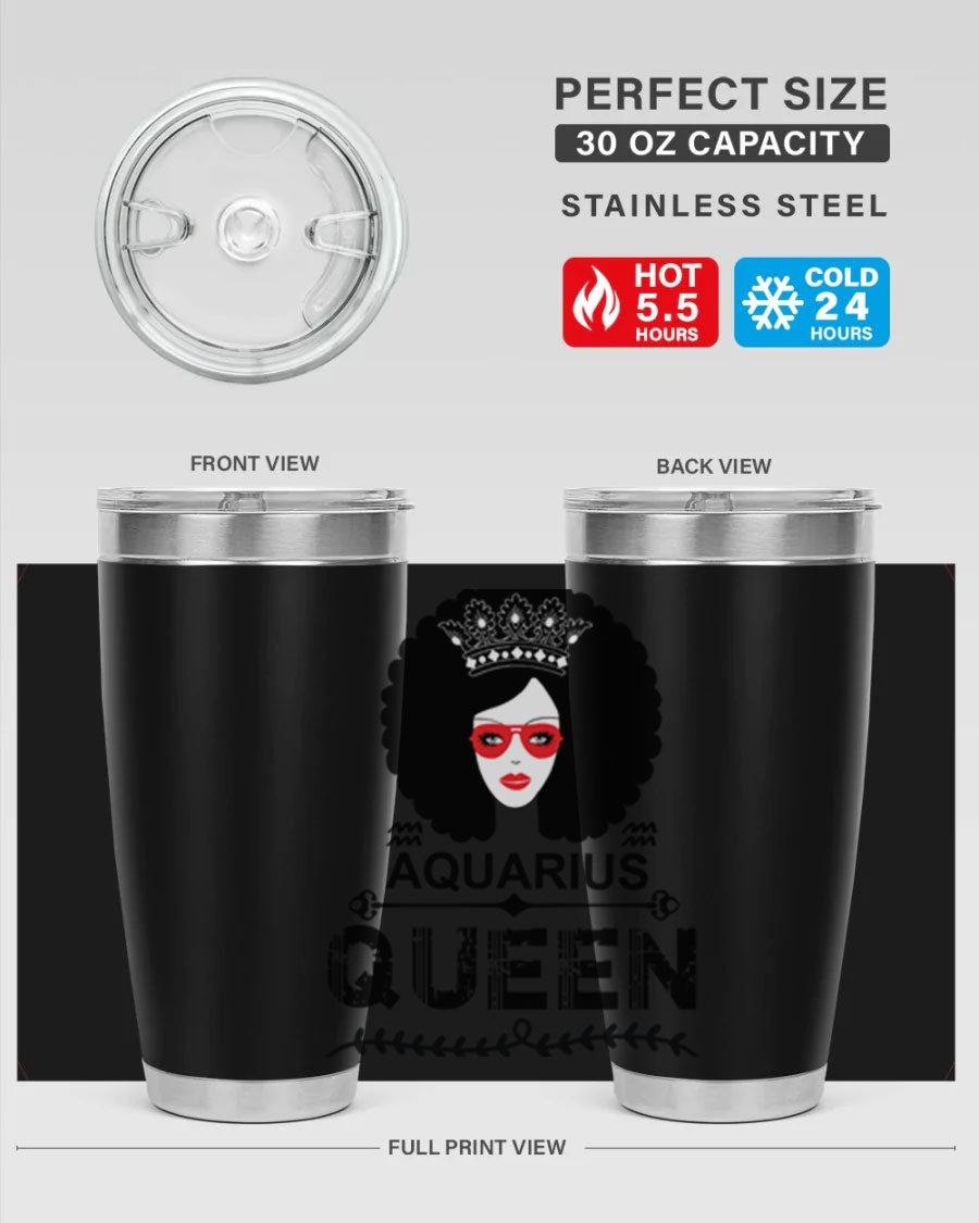 Aquarius Queen 75# Tumbler featuring a stylish design, double wall vacuum stainless steel construction, and a vibrant print, perfect for hot and cold beverages.