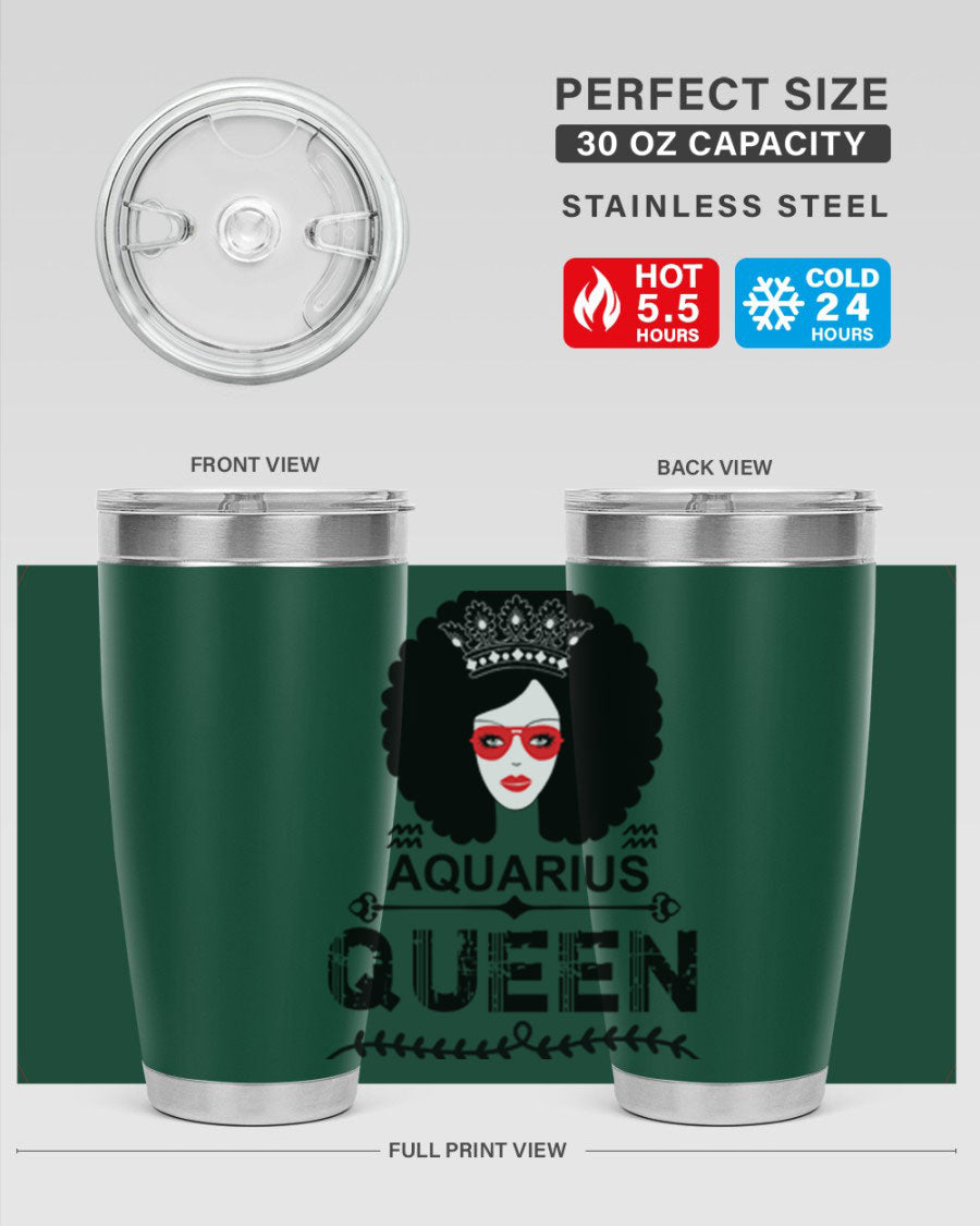 Aquarius Queen 75# Tumbler featuring a stylish design, double wall vacuum stainless steel construction, and a vibrant print, perfect for hot and cold beverages.