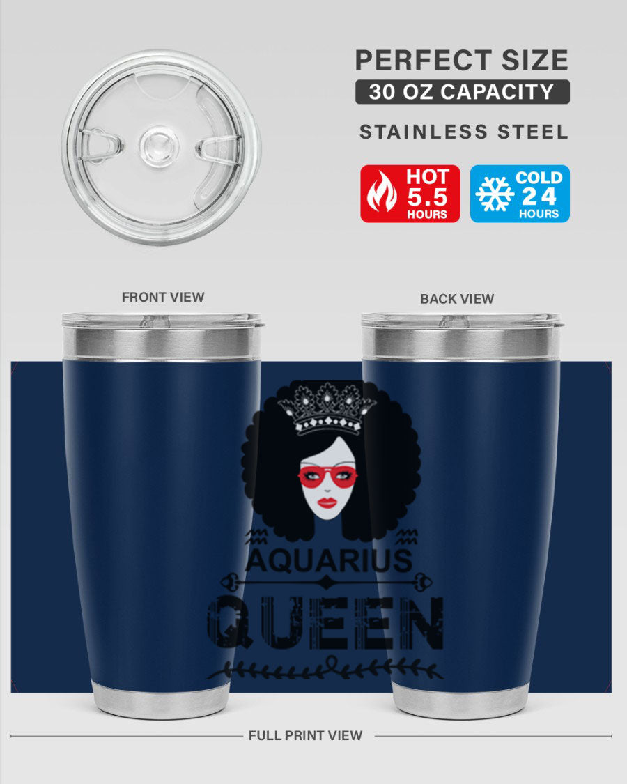 Aquarius Queen 75# Tumbler featuring a stylish design, double wall vacuum stainless steel construction, and a vibrant print, perfect for hot and cold beverages.