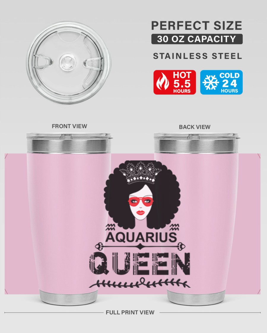 Aquarius Queen 75# Tumbler featuring a stylish design, double wall vacuum stainless steel construction, and a vibrant print, perfect for hot and cold beverages.