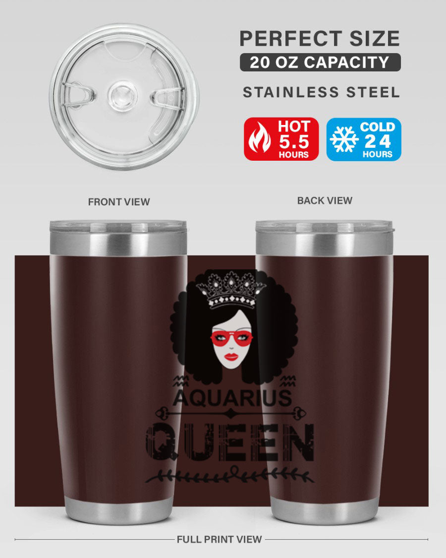 Aquarius Queen 75# Tumbler featuring a stylish design, double wall vacuum stainless steel construction, and a vibrant print, perfect for hot and cold beverages.