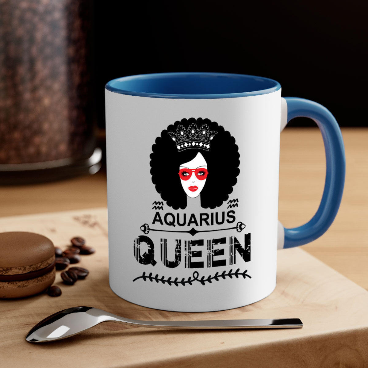 Aquarius queen 75# Mug featuring a glossy finish, colored handle, and interior, available in five vibrant colors.