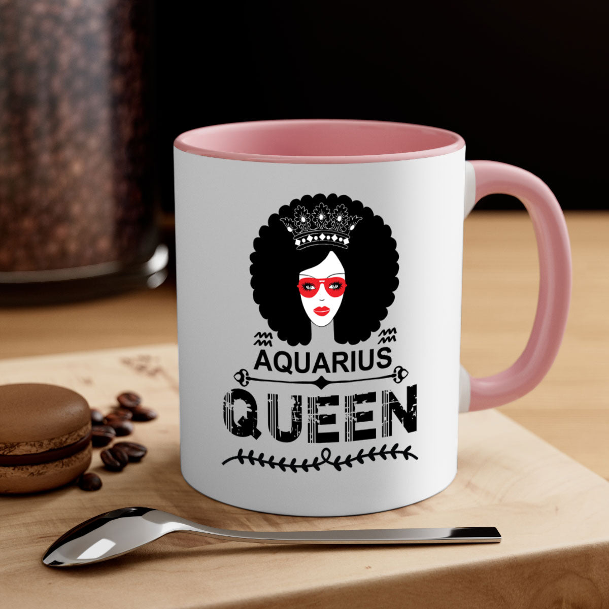 Aquarius queen 75# Mug featuring a glossy finish, colored handle, and interior, available in five vibrant colors.