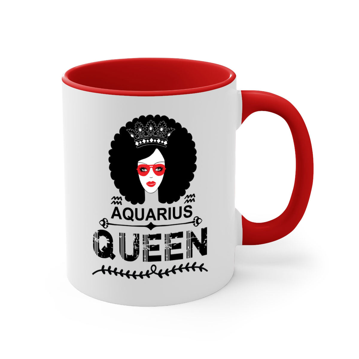 Aquarius queen 75# Mug featuring a glossy finish, colored handle, and interior, available in five vibrant colors.