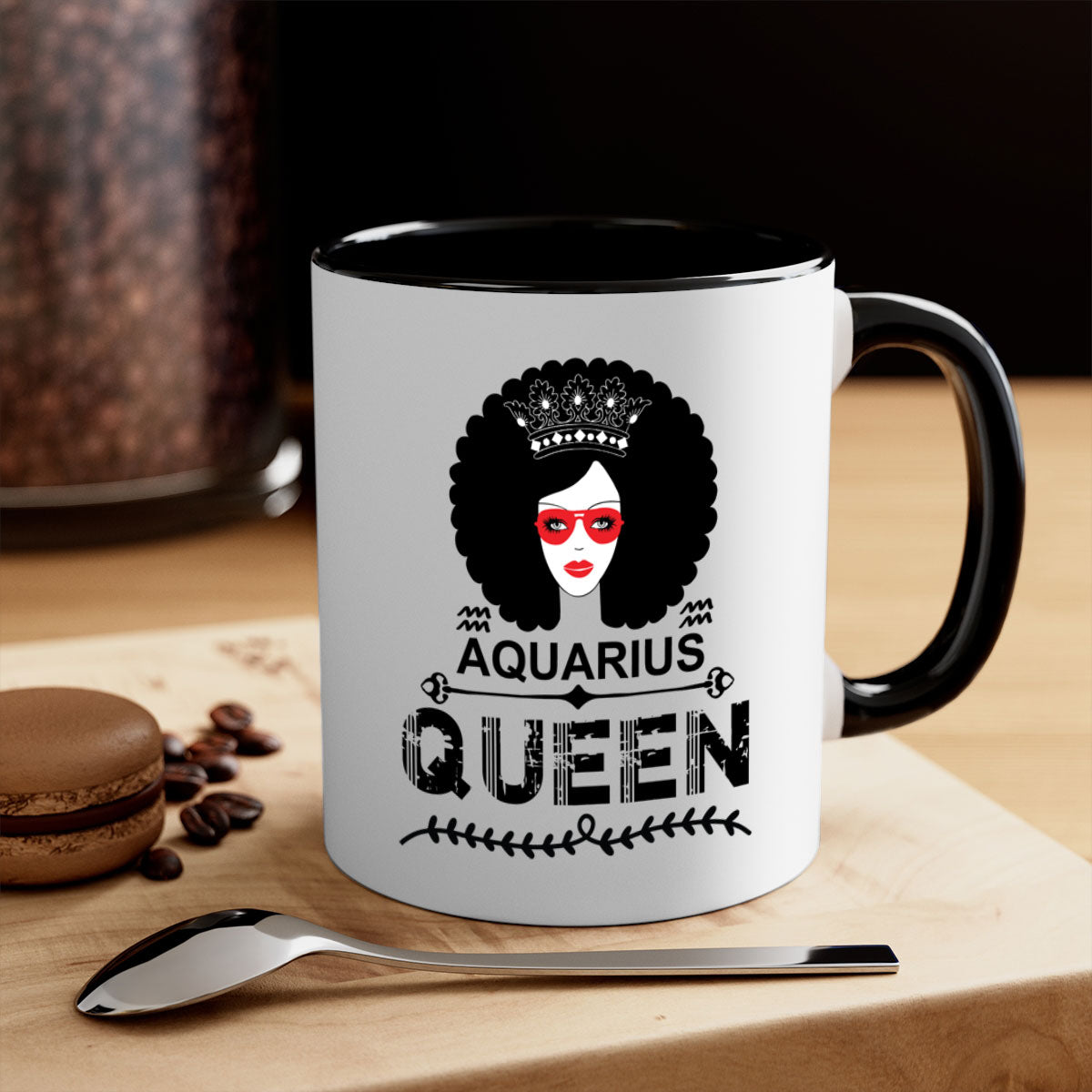 Aquarius queen 75# Mug featuring a glossy finish, colored handle, and interior, available in five vibrant colors.