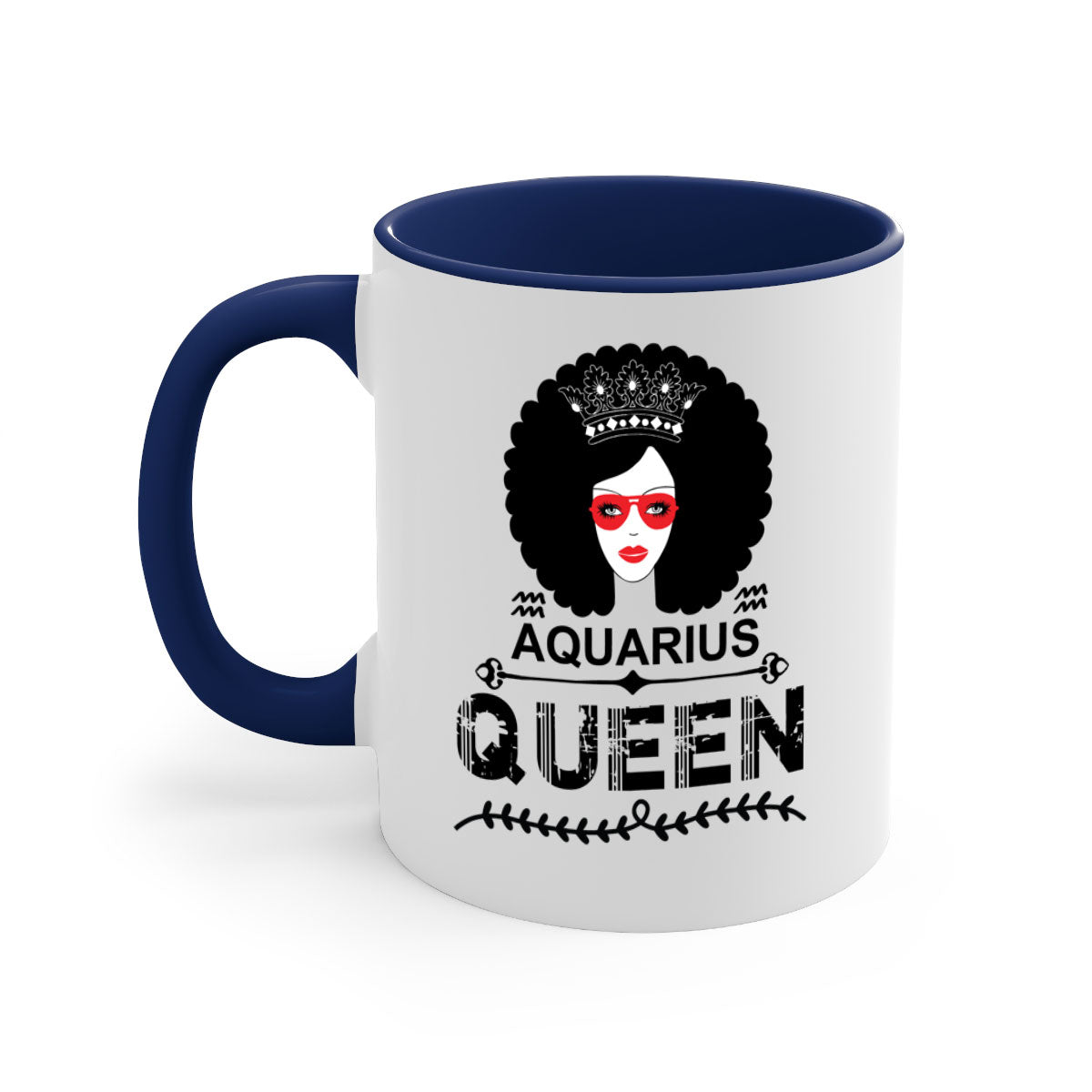 Aquarius queen 75# Mug featuring a glossy finish, colored handle, and interior, available in five vibrant colors.