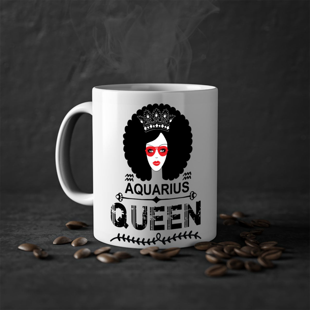 Aquarius queen 75# Mug featuring a glossy finish, colored handle, and interior, available in five vibrant colors.