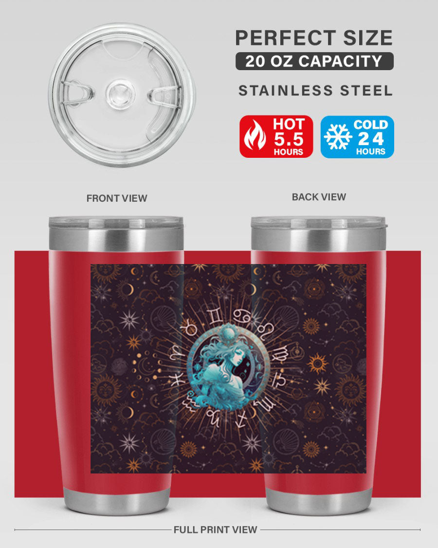 Aquarius Straight 66# Tumbler in stainless steel with a sleek design, featuring a drink-thru lid and copper lining.