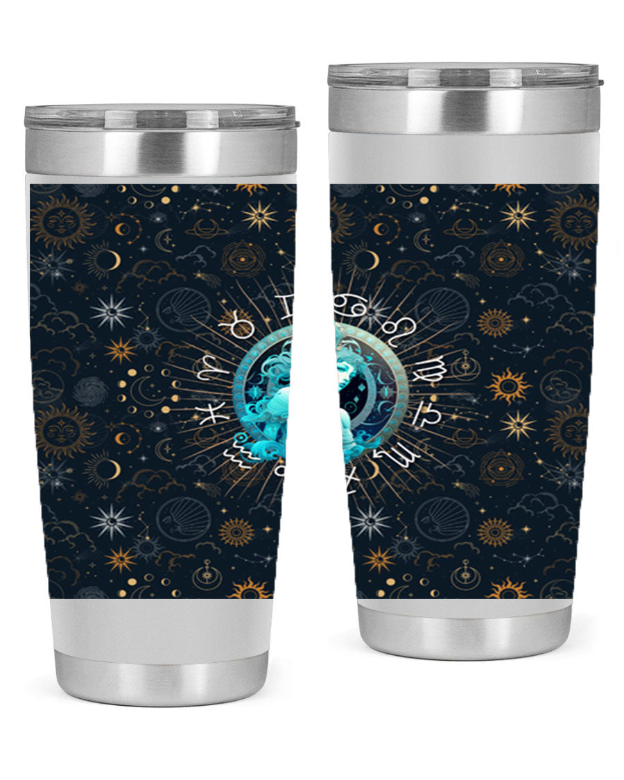 Aquarius Straight 66# Tumbler in stainless steel with a sleek design, featuring a drink-thru lid and copper lining.