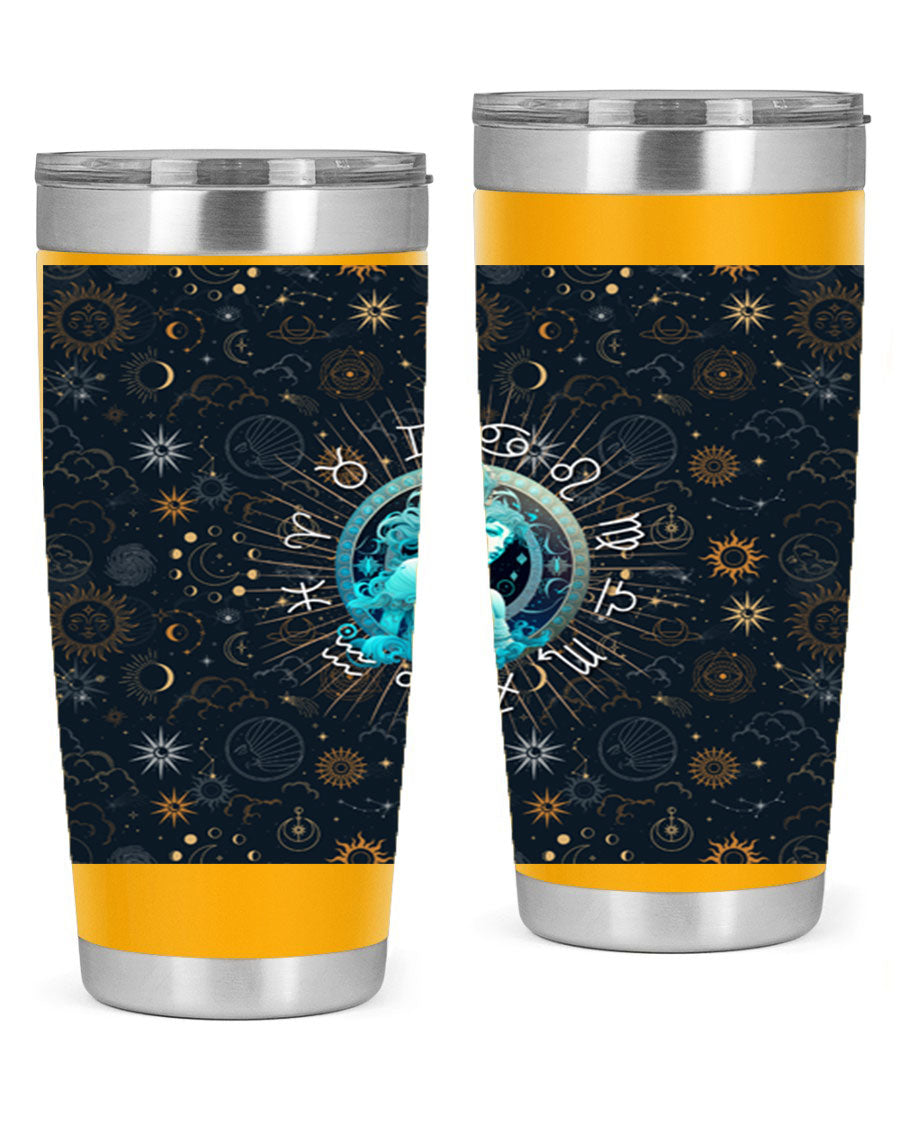 Aquarius Straight 66# Tumbler in stainless steel with a sleek design, featuring a drink-thru lid and copper lining.