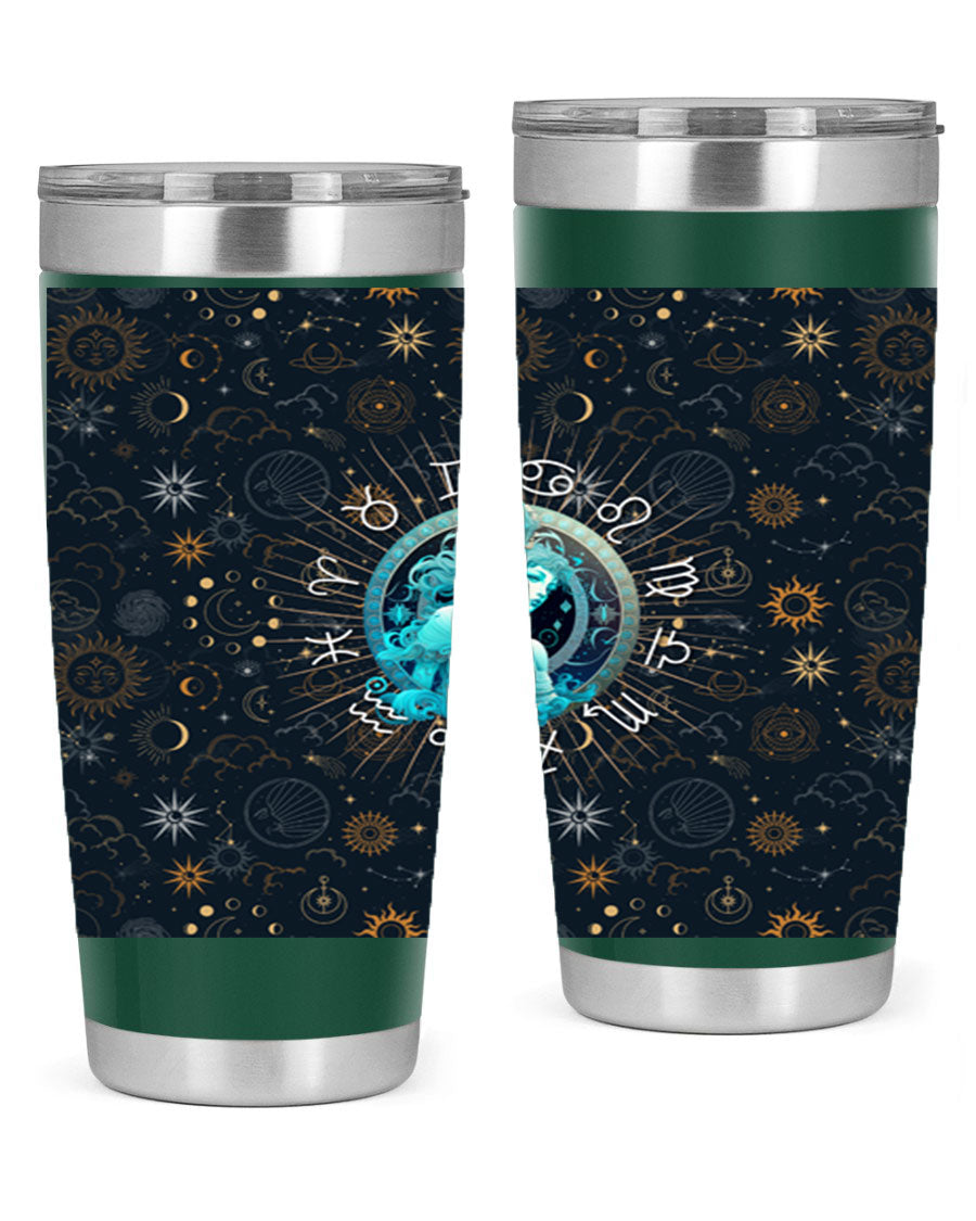 Aquarius Straight 66# Tumbler in stainless steel with a sleek design, featuring a drink-thru lid and copper lining.