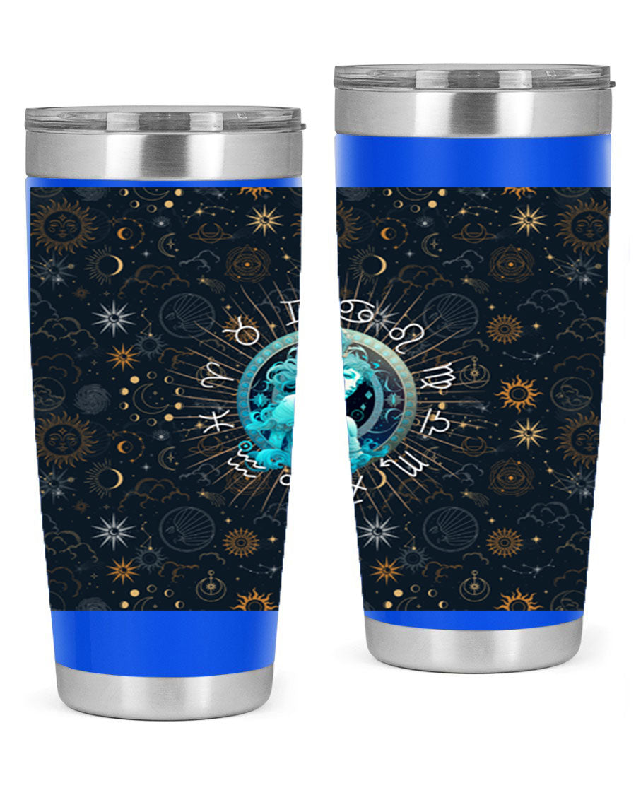 Aquarius Straight 66# Tumbler in stainless steel with a sleek design, featuring a drink-thru lid and copper lining.