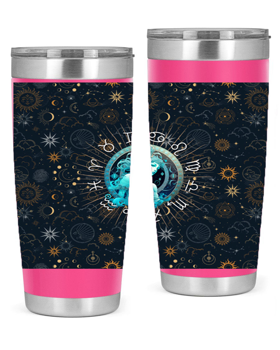 Aquarius Straight 66# Tumbler in stainless steel with a sleek design, featuring a drink-thru lid and copper lining.