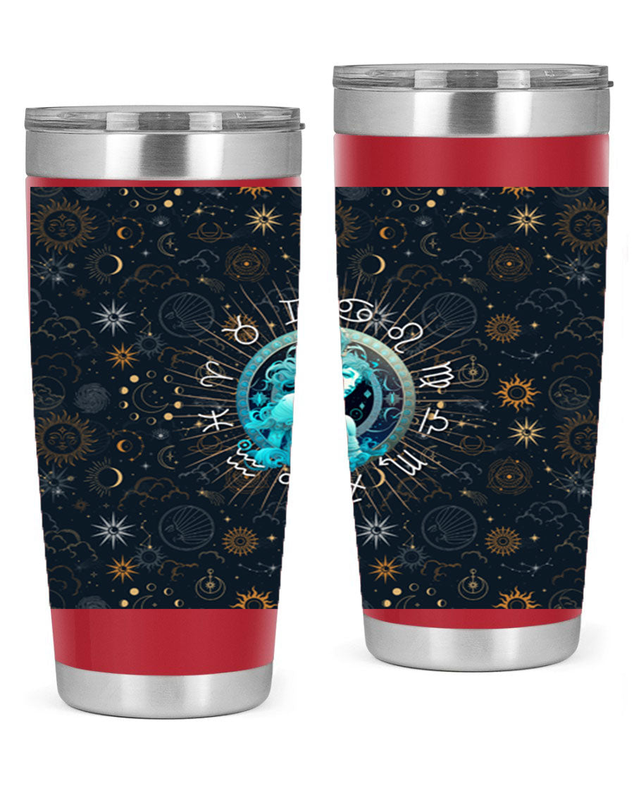 Aquarius Straight 66# Tumbler in stainless steel with a sleek design, featuring a drink-thru lid and copper lining.