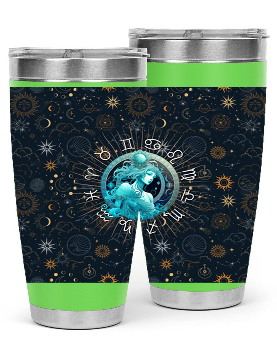 Aquarius Straight 66# Tumbler in stainless steel with a sleek design, featuring a drink-thru lid and copper lining.