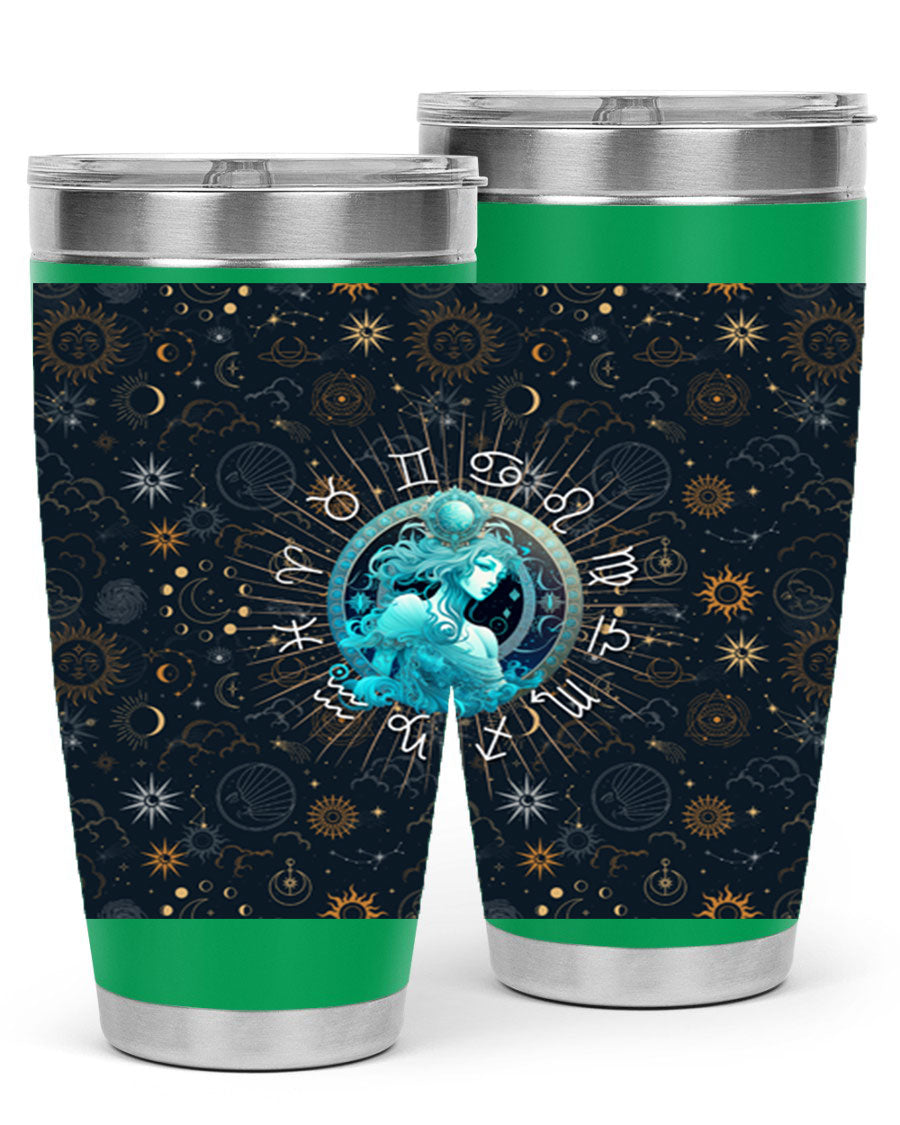 Aquarius Straight 66# Tumbler in stainless steel with a sleek design, featuring a drink-thru lid and copper lining.