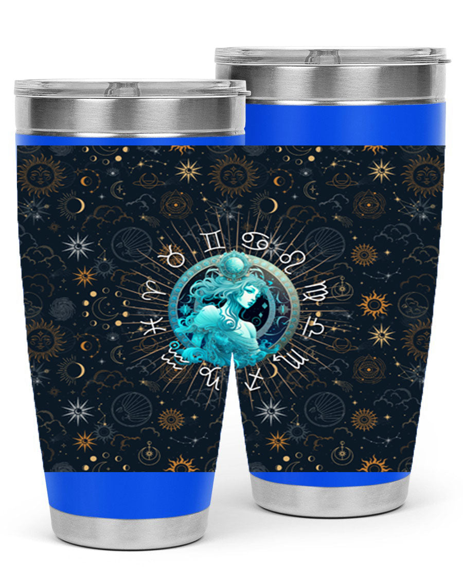 Aquarius Straight 66# Tumbler in stainless steel with a sleek design, featuring a drink-thru lid and copper lining.