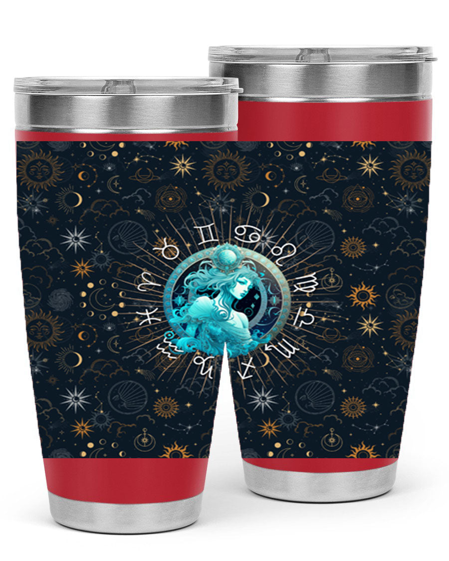 Aquarius Straight 66# Tumbler in stainless steel with a sleek design, featuring a drink-thru lid and copper lining.