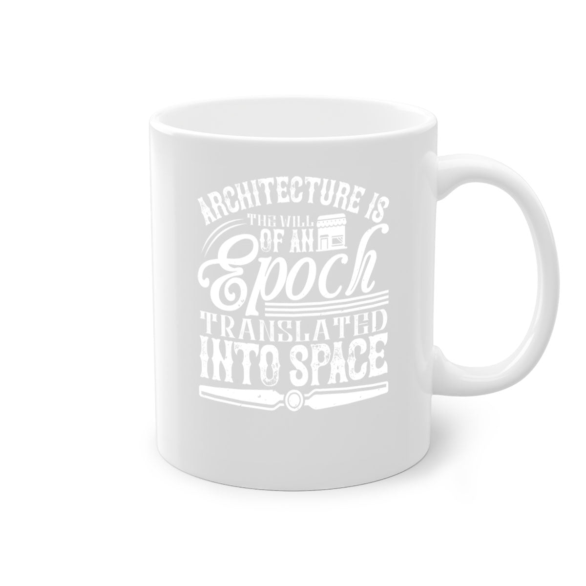 Architecture is the will of an epoch translated into space Style 48# Mug featuring a two-tone design with a colored handle and glossy finish.