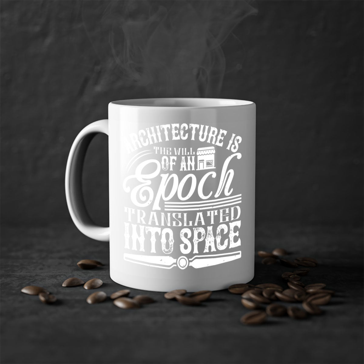 Architecture is the will of an epoch translated into space Style 48# Mug featuring a two-tone design with a colored handle and glossy finish.