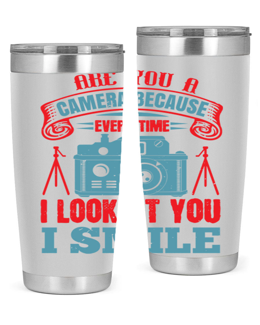 Are You a Camera Because 46# Tumbler, double wall vacuum stainless steel with a sleek design, perfect for photography lovers.