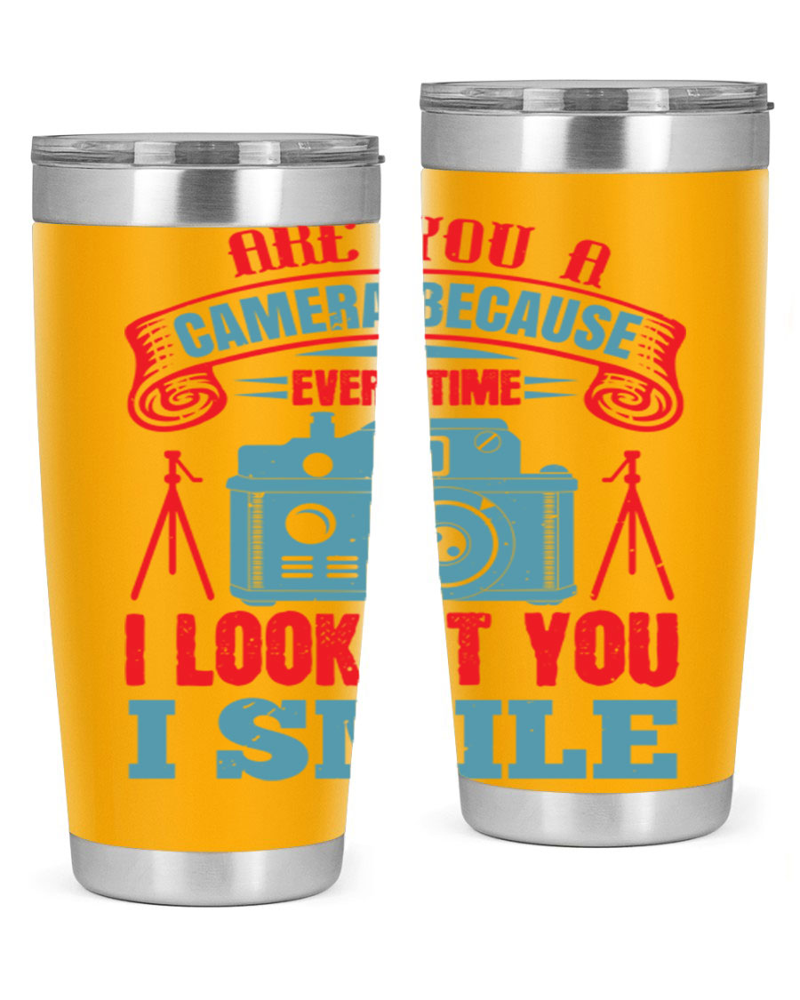 Are You a Camera Because 46# Tumbler, double wall vacuum stainless steel with a sleek design, perfect for photography lovers.