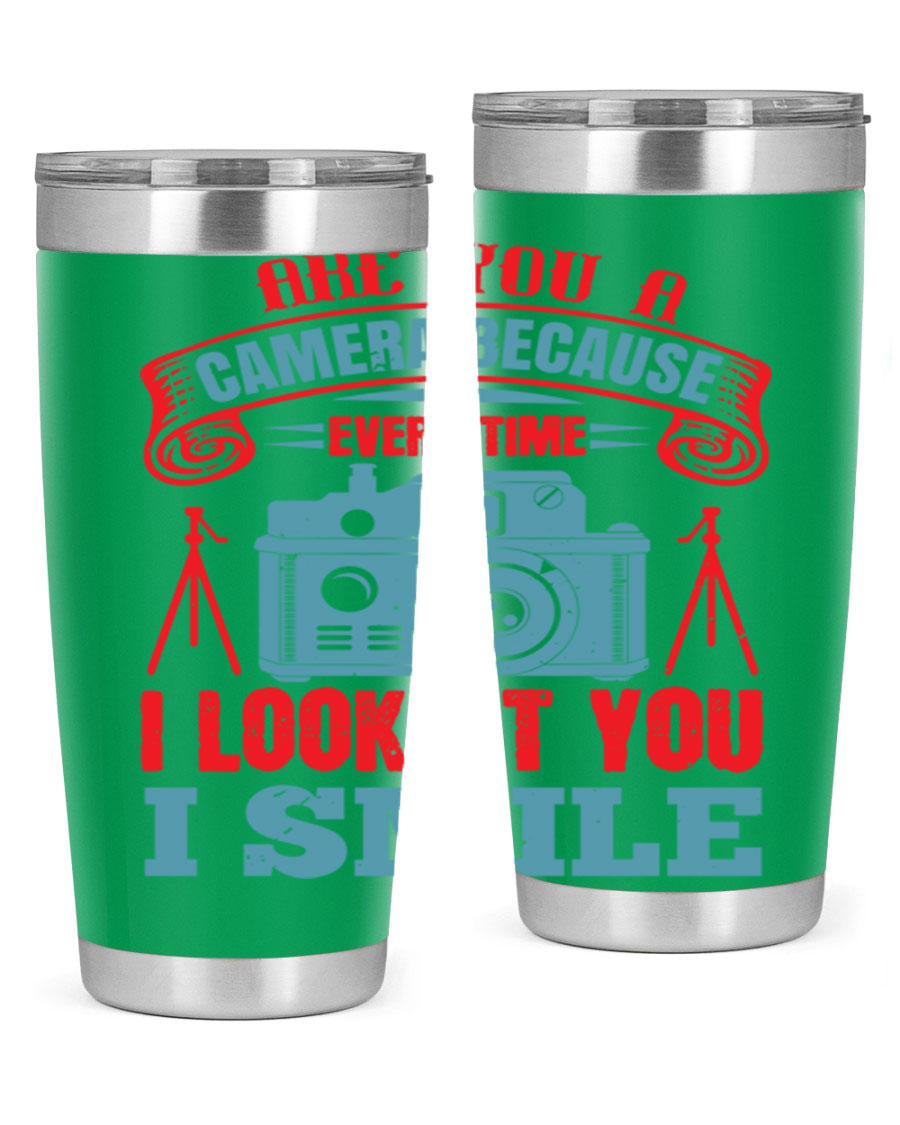 Are You a Camera Because 46# Tumbler, double wall vacuum stainless steel with a sleek design, perfect for photography lovers.