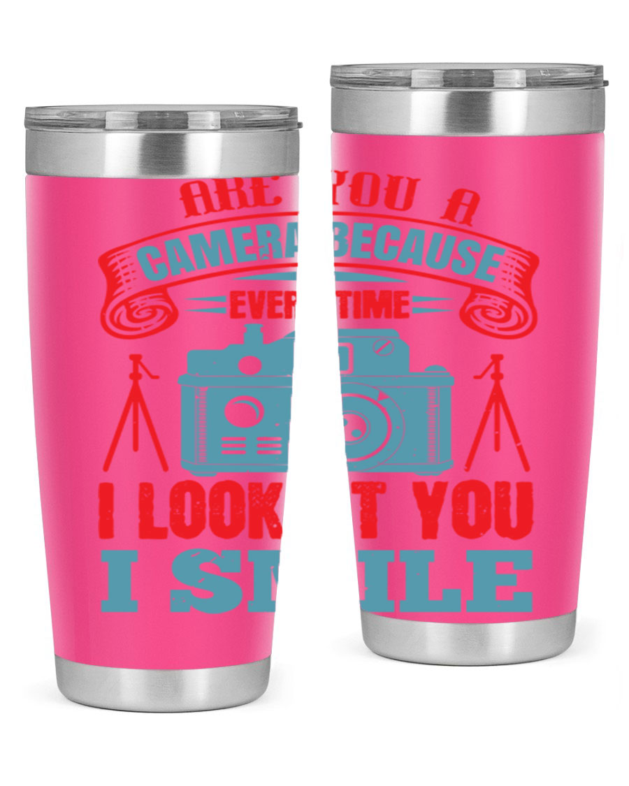 Are You a Camera Because 46# Tumbler, double wall vacuum stainless steel with a sleek design, perfect for photography lovers.