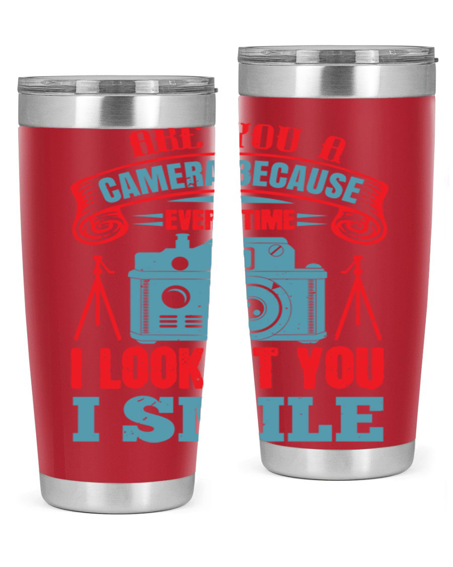 Are You a Camera Because 46# Tumbler, double wall vacuum stainless steel with a sleek design, perfect for photography lovers.