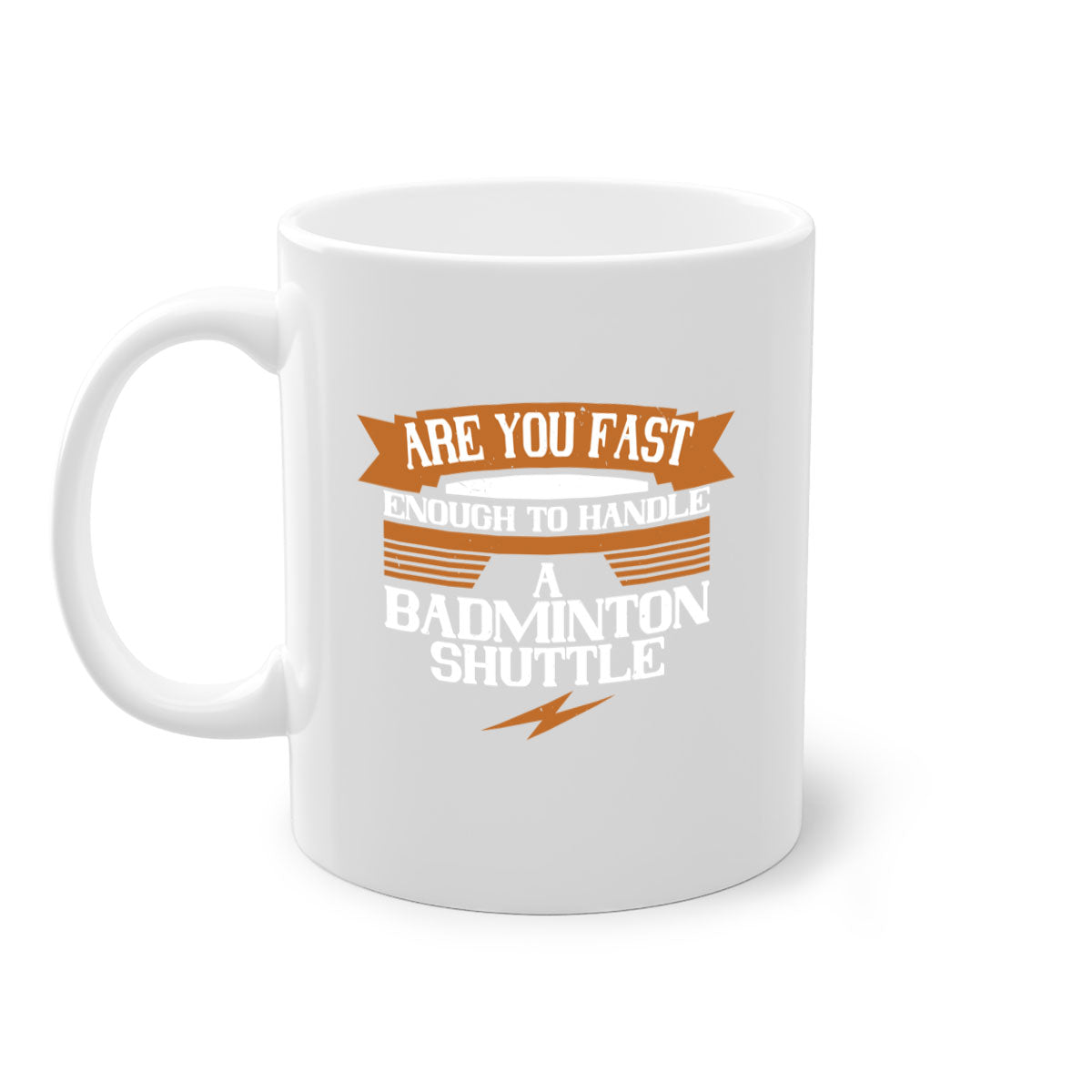 A stylish two-tone ceramic mug featuring a badminton shuttle design, available in multiple colors with a glossy finish and easy-grip handle.