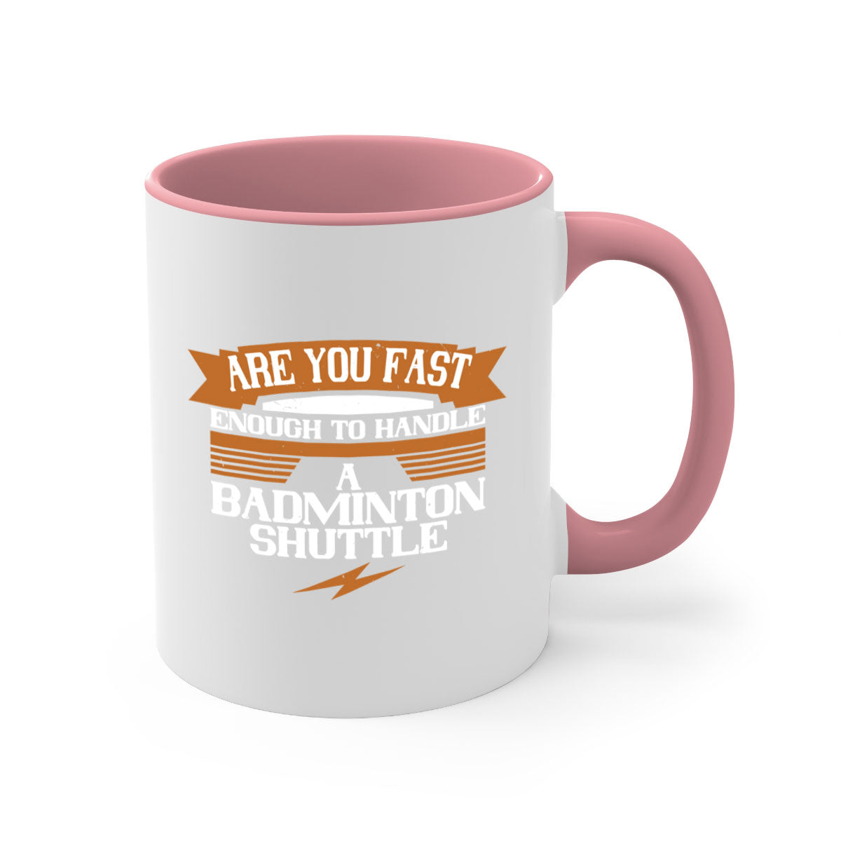 A stylish two-tone ceramic mug featuring a badminton shuttle design, available in multiple colors with a glossy finish and easy-grip handle.