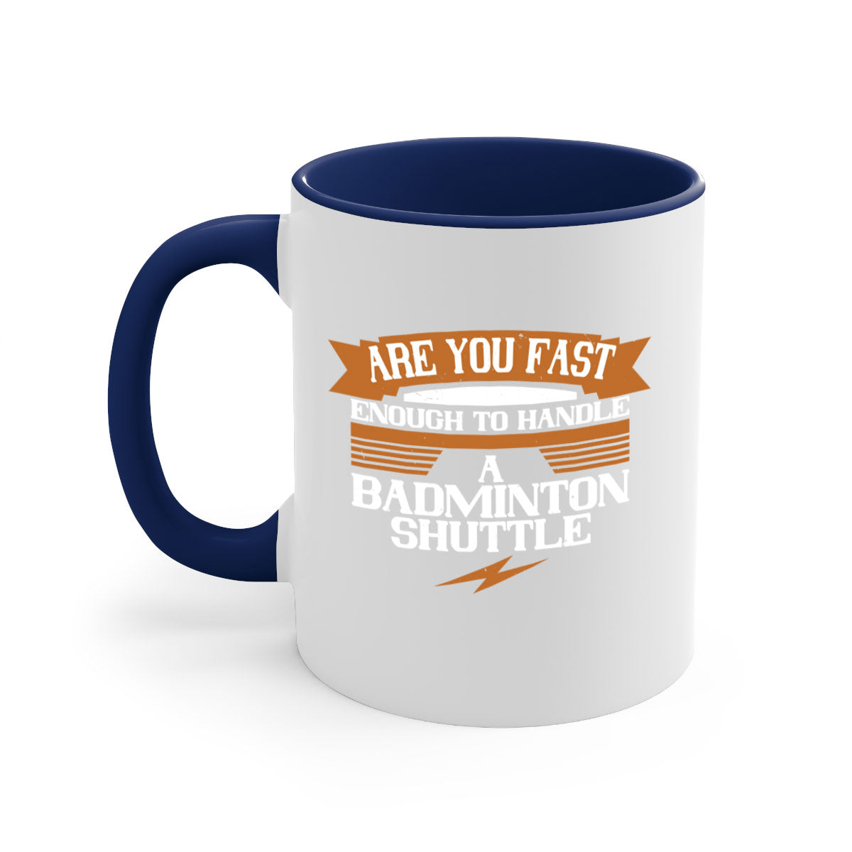 A stylish two-tone ceramic mug featuring a badminton shuttle design, available in multiple colors with a glossy finish and easy-grip handle.