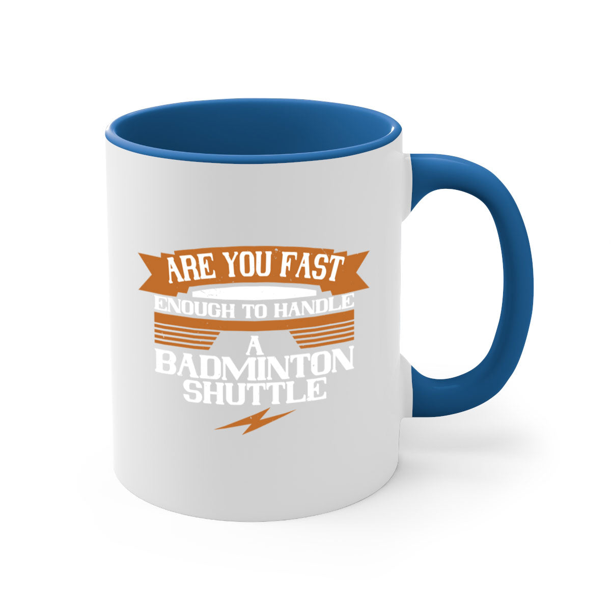 A stylish two-tone ceramic mug featuring a badminton shuttle design, available in multiple colors with a glossy finish and easy-grip handle.