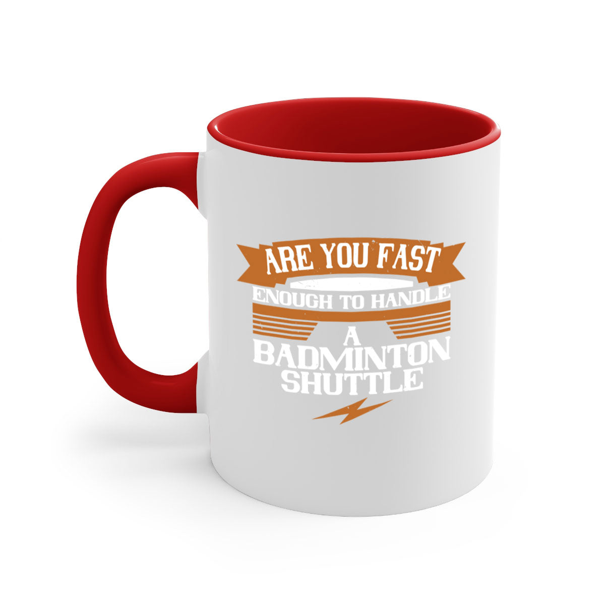 A stylish two-tone ceramic mug featuring a badminton shuttle design, available in multiple colors with a glossy finish and easy-grip handle.