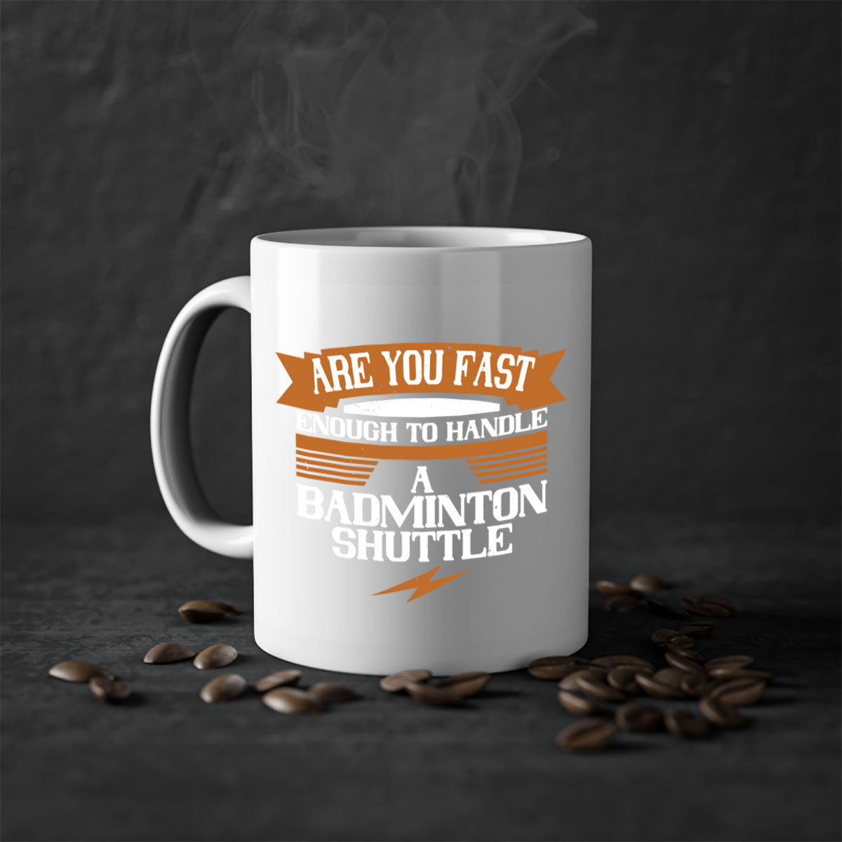 A stylish two-tone ceramic mug featuring a badminton shuttle design, available in multiple colors with a glossy finish and easy-grip handle.