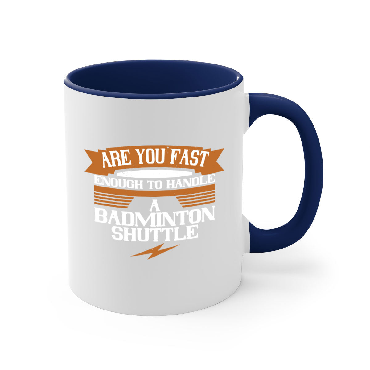 A stylish two-tone ceramic mug featuring a badminton shuttle design, available in multiple colors with a glossy finish and easy-grip handle.