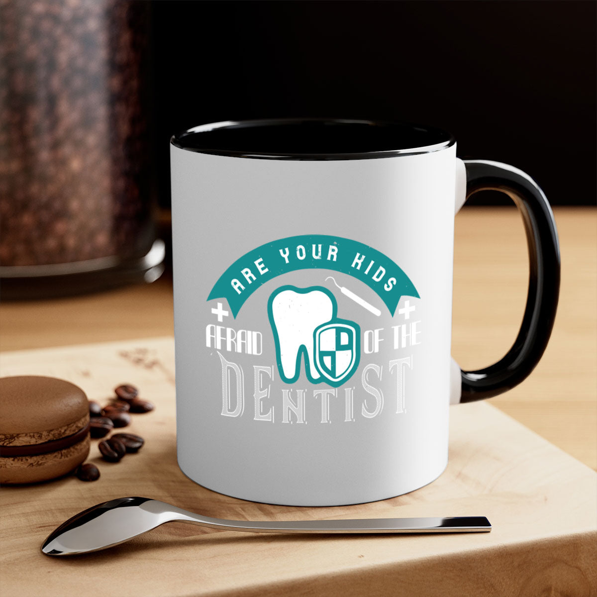 Are your kids afraid of the Dentist Style 6# Mug with colorful handle and glossy finish, perfect for coffee or tea.