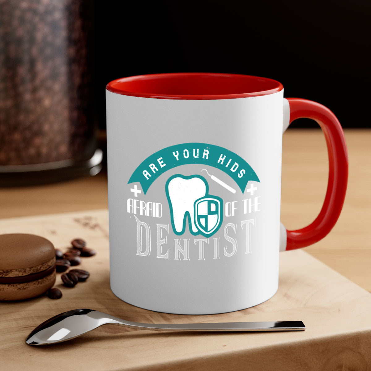Are your kids afraid of the Dentist Style 6# Mug with colorful handle and glossy finish, perfect for coffee or tea.