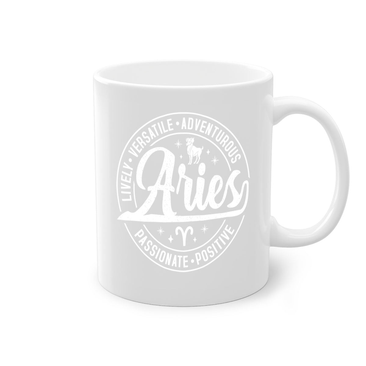 Aries 103# Mug featuring a glossy finish, colored handle, and interior, available in five vibrant colors.