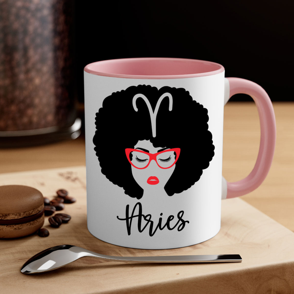 Aries 122# Zodiac Mug featuring a glossy finish, colored handle, and interior, available in five vibrant colors.