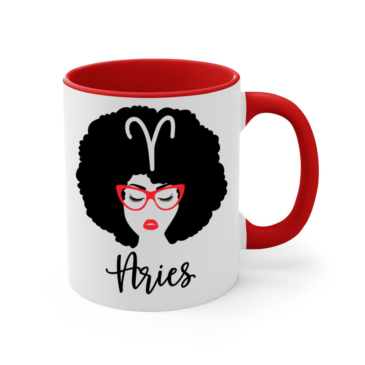 Aries 122# Zodiac Mug featuring a glossy finish, colored handle, and interior, available in five vibrant colors.