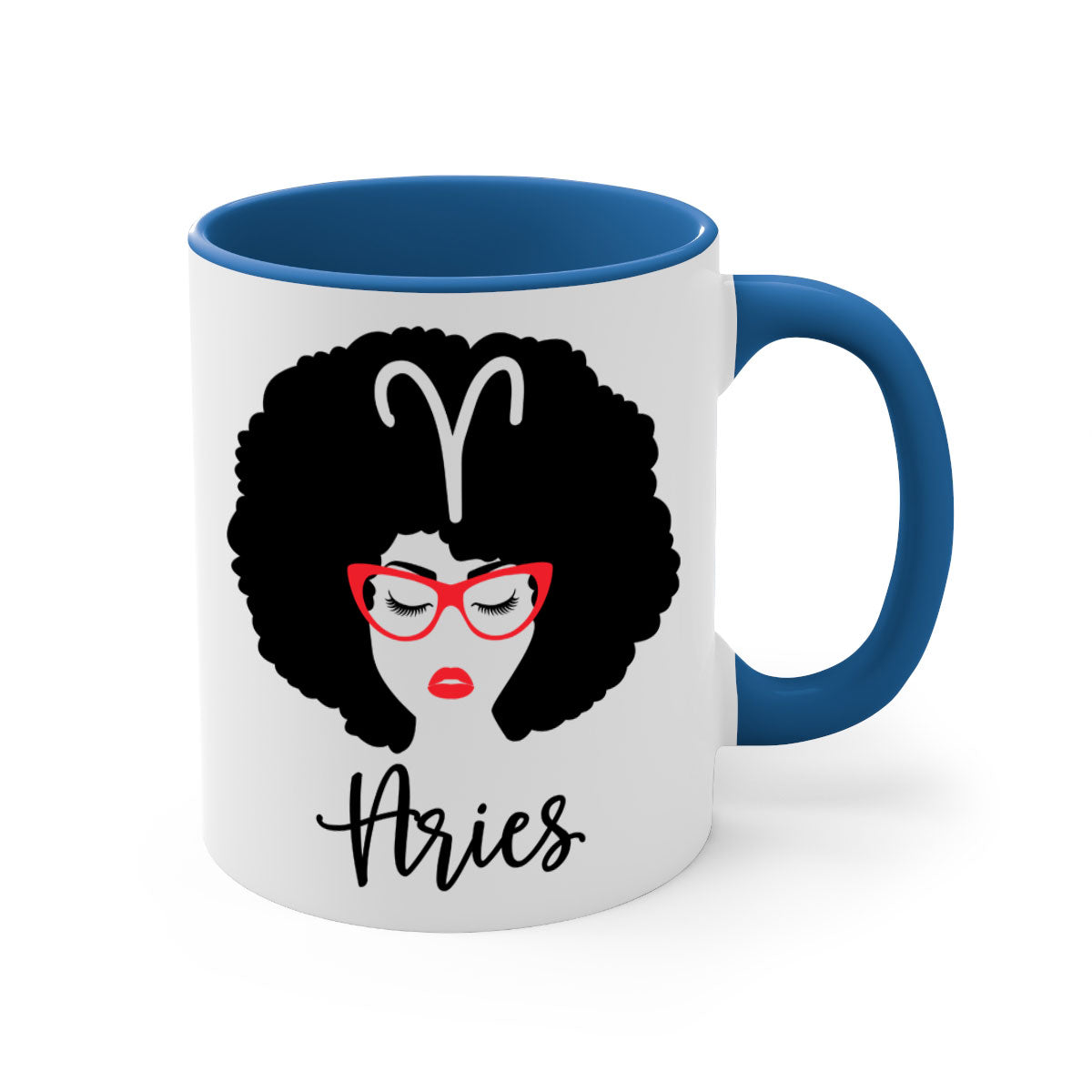 Aries 122# Zodiac Mug featuring a glossy finish, colored handle, and interior, available in five vibrant colors.