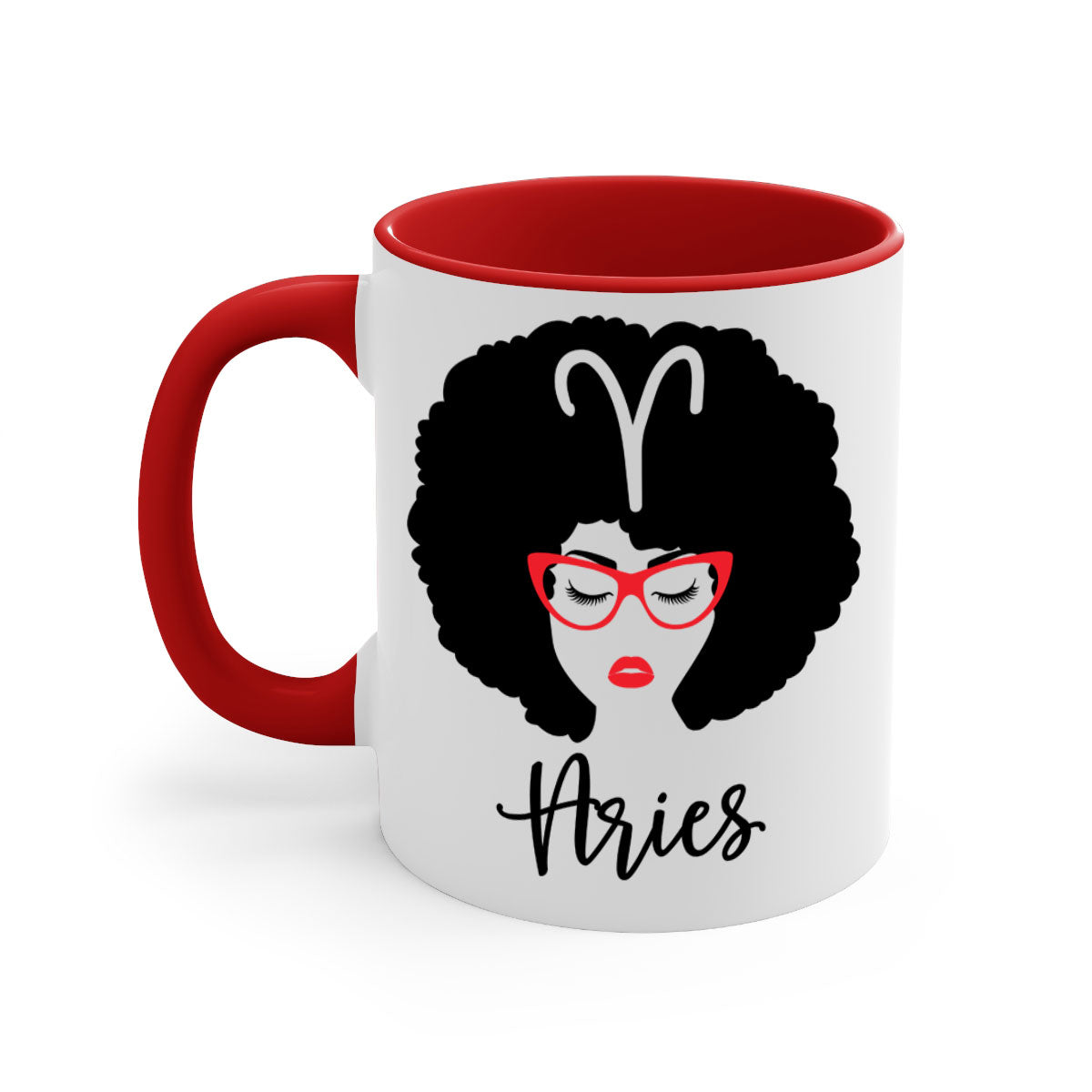 Aries 122# Zodiac Mug featuring a glossy finish, colored handle, and interior, available in five vibrant colors.
