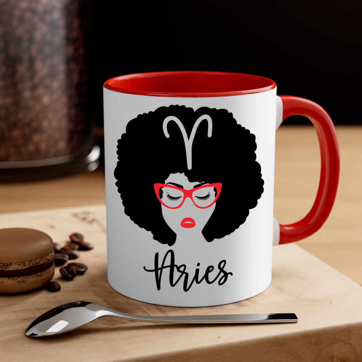 Aries 122# Zodiac Mug featuring a glossy finish, colored handle, and interior, available in five vibrant colors.