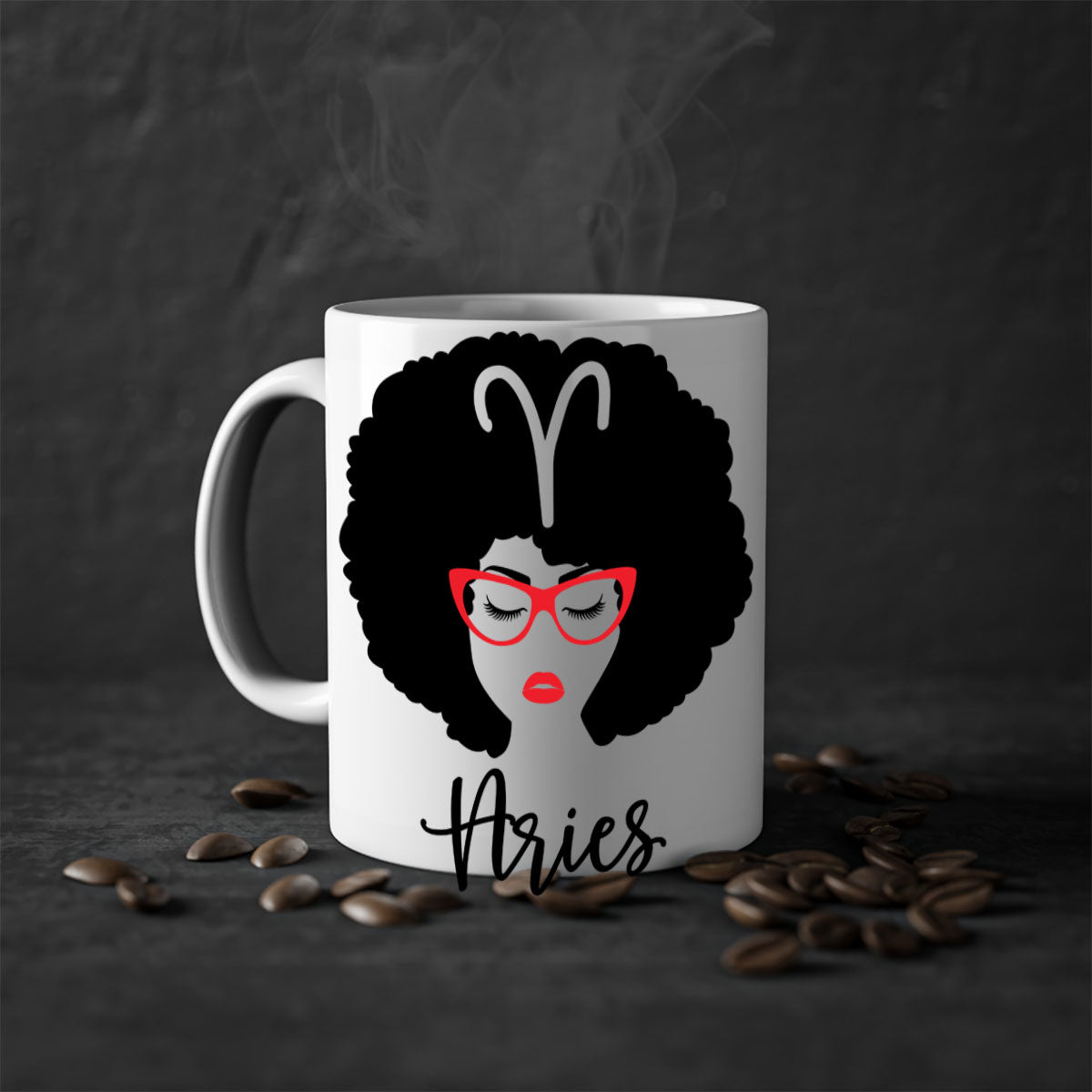 Aries 122# Zodiac Mug featuring a glossy finish, colored handle, and interior, available in five vibrant colors.
