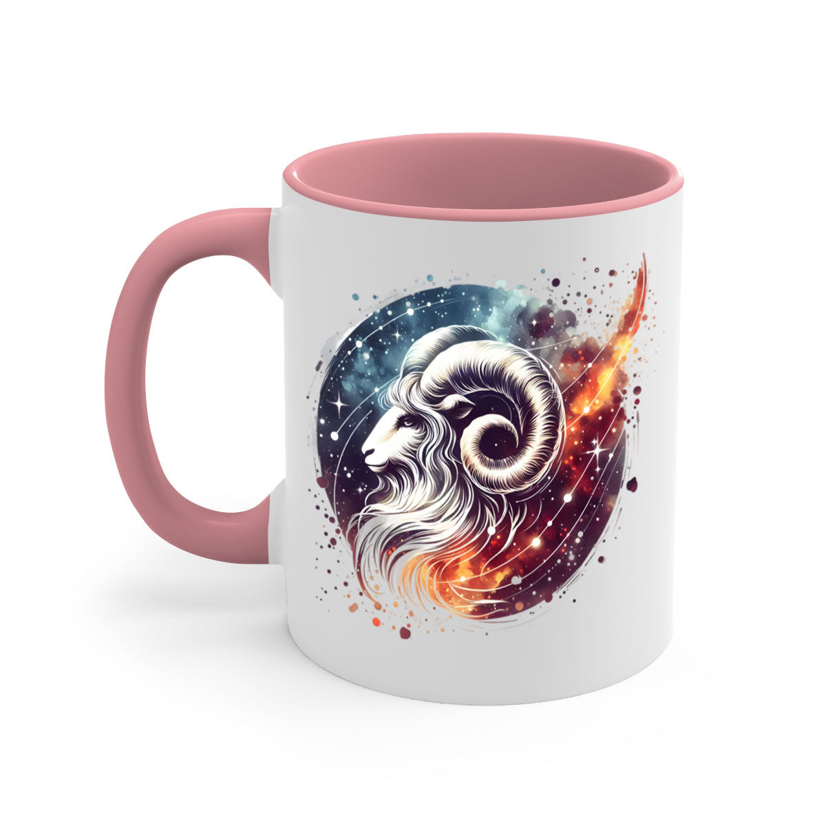 Aries 124# Zodiac Mug with a glossy finish, featuring a colored handle and interior, available in multiple colors.