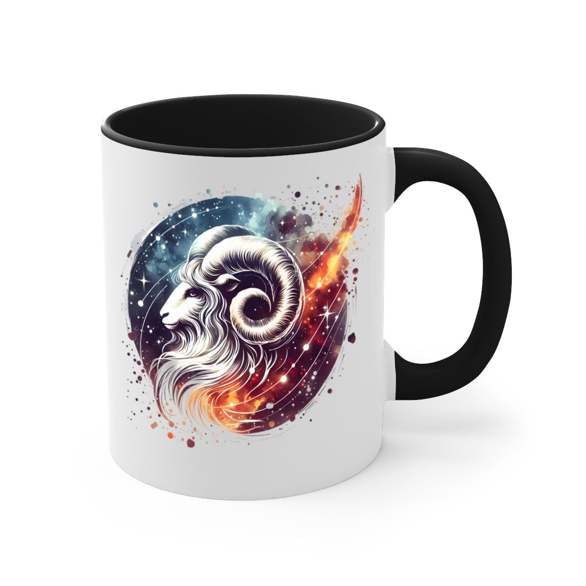 Aries 124# Zodiac Mug with a glossy finish, featuring a colored handle and interior, available in multiple colors.
