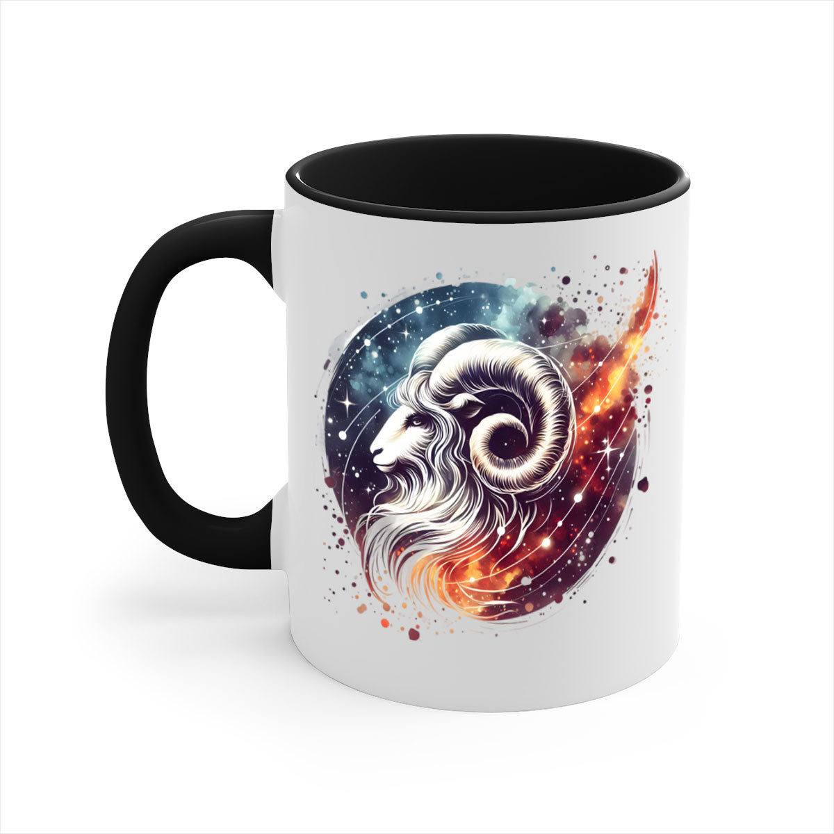 Aries 124# Zodiac Mug with a glossy finish, featuring a colored handle and interior, available in multiple colors.