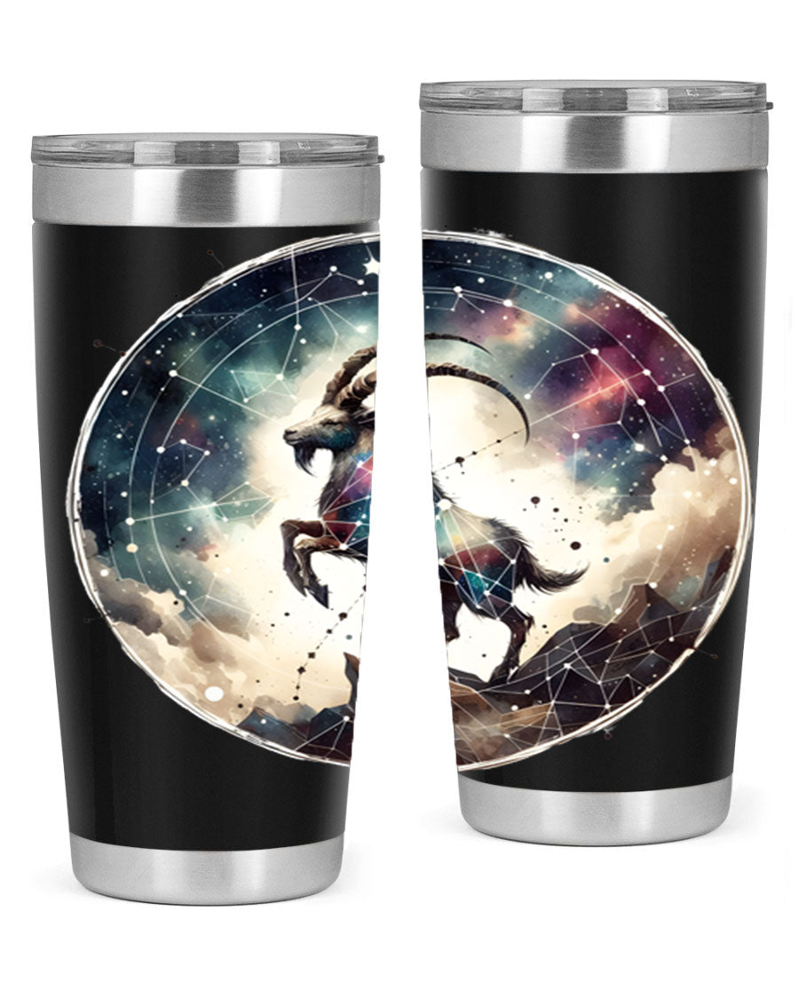 Aries 129# Zodiac Tumbler in stainless steel with a stylish design, perfect for hot and cold beverages.